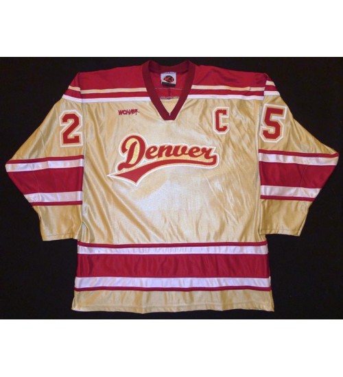 Custom NCAA 2005-06 Denver Pioneers 25 Matt Carle Hockey Jersey Alternate Beige